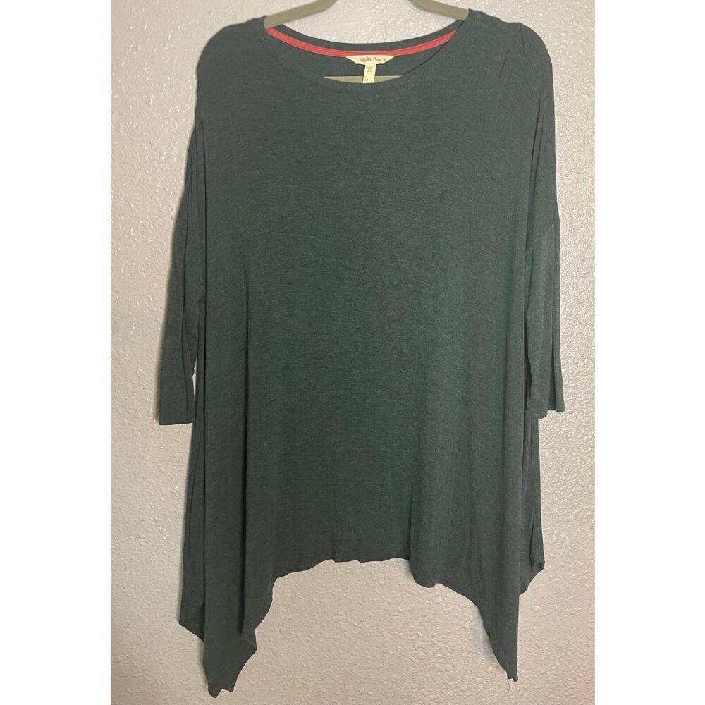 Matilda Jane Take a Trip Top Womens Dark Greeb Sharkbite Hem Size Medium